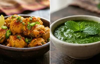 Gawar Pakora with Mint Chutney