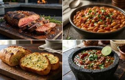 Grilled Tri-Tip Steak, Santa Maria Style Beans, Garlic Bread and Restaurant-Style Salsa