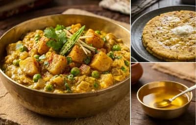 Haldi ki Sabzi with Makki di Roti and Ghee