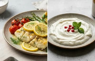 Half Cup Dal with One Chapati, Baked Cod With Lemon and Plain Curd