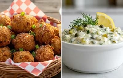 Hushpuppies with Eggless Tartar Sauce