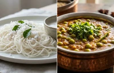 Idiyappam with Green Peas Masala Curry