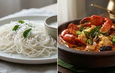 Idiyappam with Nadan Crab Curry