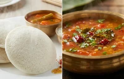 Idli with Tomato Rasam