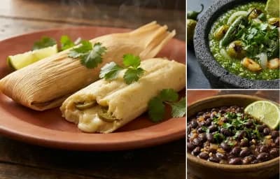 Jalapeño Tamales with Roasted Salsa Verde and Savory Black Beans