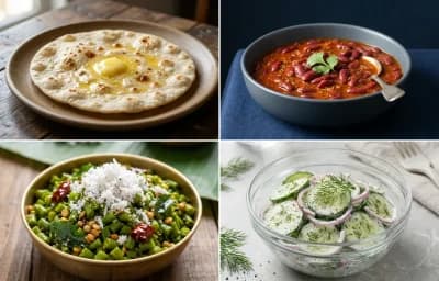 Jowar Roti with Rajma with Beans Poriyal with Cucumber Salad (75