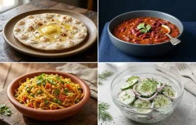 Jowar Roti with Rajma with Cabbage Sabzi with Cucumber Salad