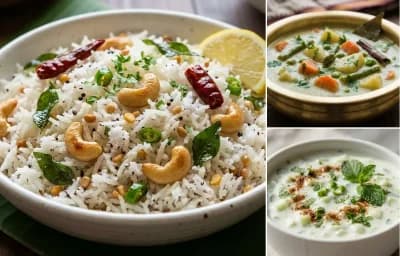 Kayi Anna with Vegetable Kurma and Cucumber Raita