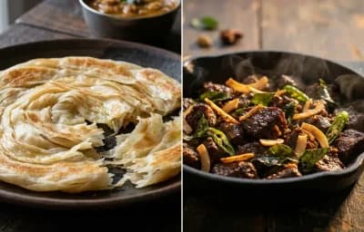 Kerala Parotta with Kerala Beef Fry