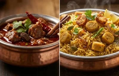 Laal Maas with Gatte ka Pulao