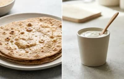 Lamb Curry with Vegan Dal Palak, No-Salt Whole Wheat Roti and Plain Yogurt Cup