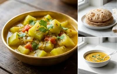 Lauki Sabzi with Whole-Wheat Phulka with Toor Dal