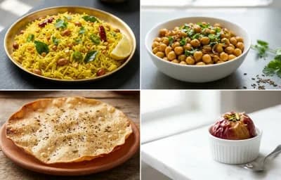 Lemon Rice with Dry Chana with Papad with Apple