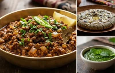 Marwari Keema with Bajra Roti and Mint Chutney