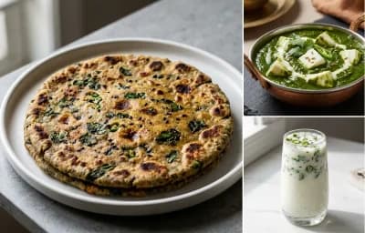 Methi Bajra Paratha with Palak Paneer with Spiced Chaas