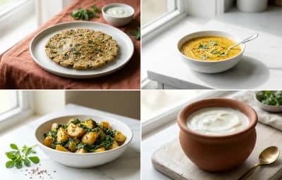Methi Bajra Roti with Toor Dal with Methi Potato Sabzi with Curd