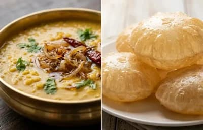 Moong Dal Tadka with Phulko Luchi