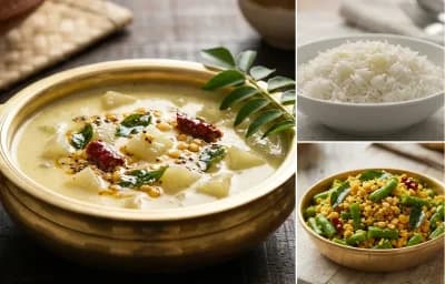 Moor Kuzhambu with Steamed Basmati Rice and Paruppu Usili
