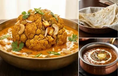 Mughlai Gobi Musallam with Roomali Roti and Dal Bukhara