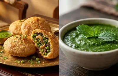 Mughlai Matar Kachori with Mint Chutney