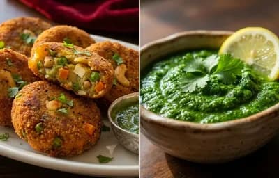Mughlai Vegetable Cutlet with Coriander Chutney