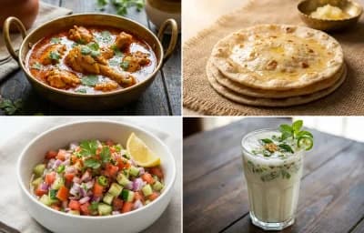 Murgi nu Rasawalu Shaak with Rotli and Masala Chaas