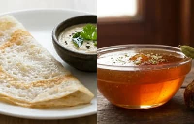 Neer Dosa with Jaggery Syrup