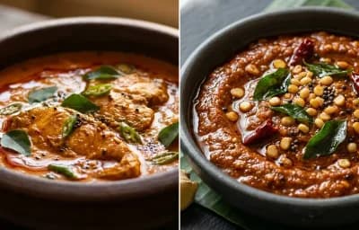 Oats Idli with Fish Curry and Ginger Chutney