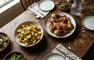 Oven-Baked Chicken Drumsticks with Garlic Roasted Potatoes