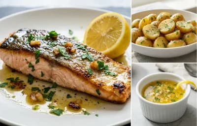 Pan-Seared Trout with Buttered Parsley Potatoes and Lemon Butter Sauce