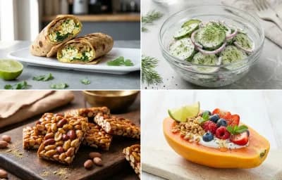 Paneer Bhurji Roll with Cucumber Salad with Palli Chikki with Papaya Boat