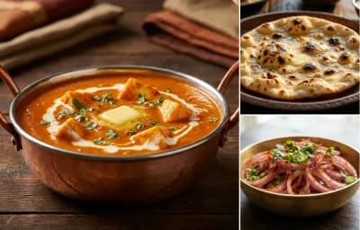 Paneer Butter Masala with Tandoori Roti and Onion Salad