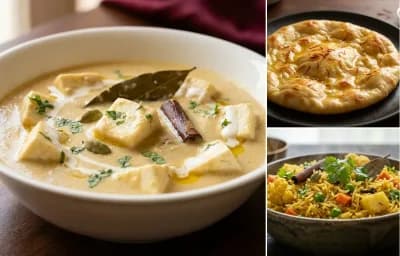 Paneer Korma with Saffron Sheermal and Vegetable Pulao