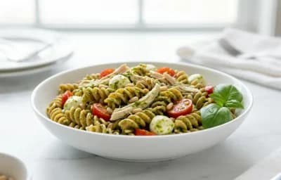 Pesto Chicken Pasta Salad with Mozzarella and Arugula Muscle Building