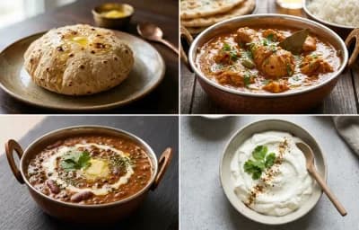 Phulka with Chicken Curry with Dal Makhani with Jeera Rice with Plain Dahi