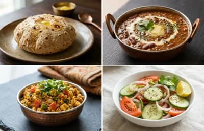 Phulka with Dal Makhani with Paneer Bhurji with Steamed White Rice with Green Salad