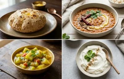 Phulka with Masoor Dal with Lauki Sabzi with Plain Dahi