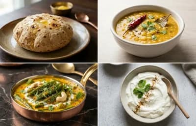 Phulka with Moong Dal with Shahi Bhindi with Plain Dahi
