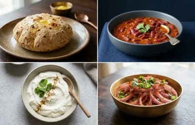 Phulka with Rajma with Jeera Rice with Plain Dahi with Onion Salad