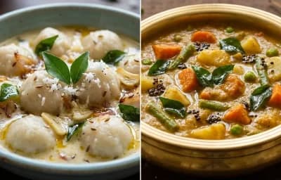 Pidi with Varutharacha Vegetable Curry