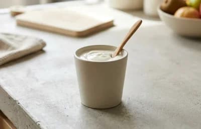 Plain Yogurt Cup with Methi-Saunf-Ajwain Tea and Cucumber Chaat