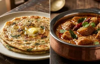 Pudina Paratha with Arbi ka Salan