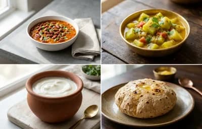 Rajma Curry with Steamed White Rice with Lauki Sabzi with Curd with Phulka
