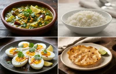 Sai Bhaji with Steamed Basmati Rice and Boiled Egg