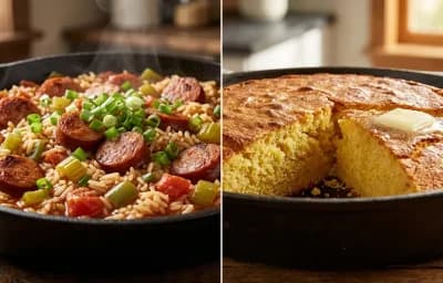 Sausage Jambalaya with Cornbread