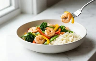 Shrimp Stir Fry over Steamed White Rice Type2 Diabetes Managed