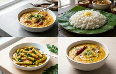 Soft Chicken Curry with Soft Steamed White Rice with Drumstick Sabzi with Moong Dal