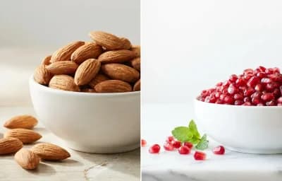 Spiced Chaas with Handful of Almonds with Pomegranate