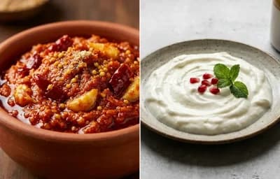 Sprouts Bhel with Garlic Chutney and Plain Curd