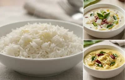 Steamed Basmati Rice with Olan and Kerala Kalan